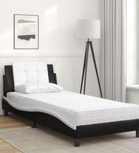 Bett mit Matratze Schwarz und Weiß 80x200 cm Kunstleder