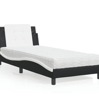Bett mit Matratze Schwarz und Weiß 80x200 cm Kunstleder