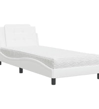 Bett mit Matratze Weiß 90x190 cm Kunstleder