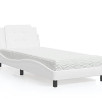 Bett mit Matratze Weiß 90x190 cm Kunstleder