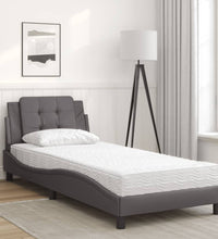 Bett mit Matratze Grau 90x190 cm Kunstleder