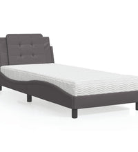 Bett mit Matratze Grau 90x190 cm Kunstleder