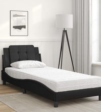 Bett mit Matratze Schwarz 90x200 cm Kunstleder