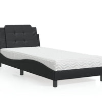 Bett mit Matratze Schwarz 90x200 cm Kunstleder