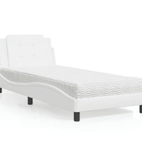 Bett mit Matratze Weiß 90x200 cm Kunstleder