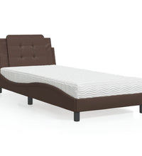 Bett mit Matratze Braun 90x200 cm Kunstleder