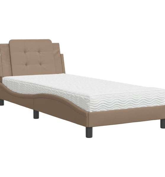 Bett mit Matratze Cappuccino-Braun 90x200 cm Kunstleder