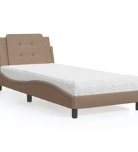 Bett mit Matratze Cappuccino-Braun 90x200 cm Kunstleder