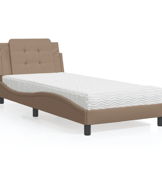 Bett mit Matratze Cappuccino-Braun 90x200 cm Kunstleder