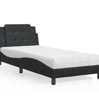 Bett mit Matratze Schwarz 100x200 cm Kunstleder