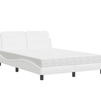 Bett mit Matratze Weiß 120x200 cm Kunstleder