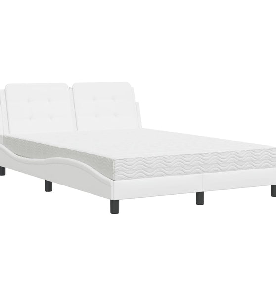 Bett mit Matratze Weiß 120x200 cm Kunstleder