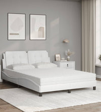 Bett mit Matratze Weiß 120x200 cm Kunstleder