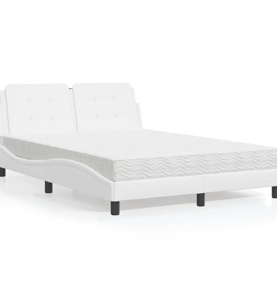 Bett mit Matratze Weiß 120x200 cm Kunstleder