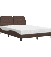 Bett mit Matratze Braun 140x190 cm Kunstleder