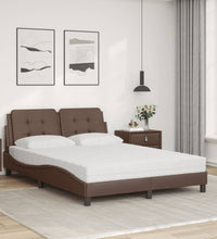 Bett mit Matratze Braun 140x190 cm Kunstleder