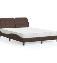 Bett mit Matratze Braun 140x190 cm Kunstleder