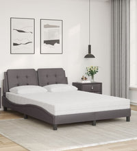 Bett mit Matratze Grau 140x190 cm Kunstleder