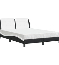 Bett mit Matratze Schwarz und Weiß 140x190 cm Kunstleder