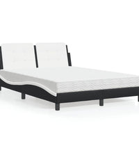 Bett mit Matratze Schwarz und Weiß 140x190 cm Kunstleder