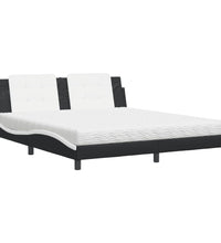 Bett mit Matratze Schwarz und Weiß 180x200 cm Kunstleder
