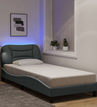 Bettgestell mit LED ohne Matratze Hellgrau 80x200 cm Stoff