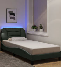 Bettgestell mit LED ohne Matratze Dunkelgrau 80x200 cm Stoff