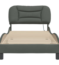 Bettgestell mit LED ohne Matratze Dunkelgrau 80x200 cm Stoff