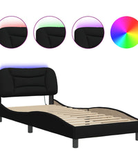 Bettgestell mit LED ohne Matratze Schwarz 80x200 cm Stoff