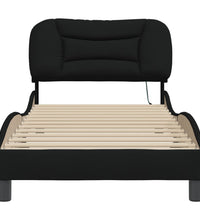 Bettgestell mit LED ohne Matratze Schwarz 80x200 cm Stoff