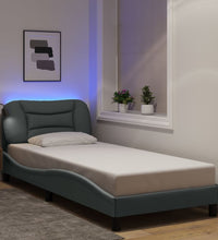 Bettgestell mit LED ohne Matratze Hellgrau 90x190 cm Stoff