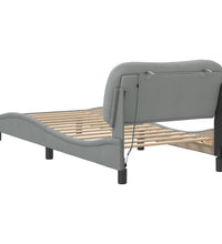 Bettgestell mit LED ohne Matratze Hellgrau 90x190 cm Stoff