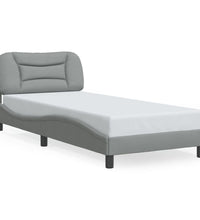 Bettgestell mit LED ohne Matratze Hellgrau 90x190 cm Stoff