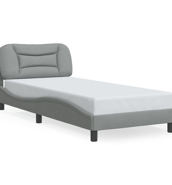 Bettgestell mit LED ohne Matratze Hellgrau 90x190 cm Stoff