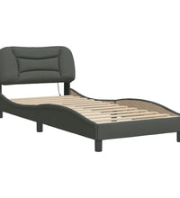 Bettgestell mit LED ohne Matratze Dunkelgrau 90x190 cm Stoff