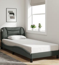 Bettgestell mit LED ohne Matratze Dunkelgrau 90x190 cm Stoff