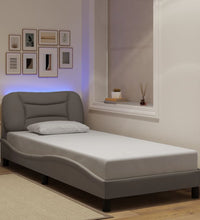 Bettgestell mit LED ohne Matratze Taupe 90x190 cm Stoff