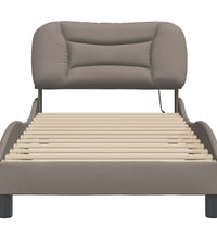 Bettgestell mit LED ohne Matratze Taupe 90x190 cm Stoff