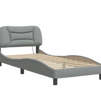 Bettgestell mit LED ohne Matratze Hellgrau 90x200 cm Stoff