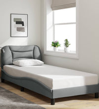 Bettgestell mit LED ohne Matratze Hellgrau 90x200 cm Stoff