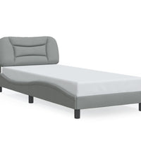 Bettgestell mit LED ohne Matratze Hellgrau 90x200 cm Stoff