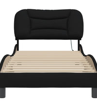 Bettgestell mit LED ohne Matratze Schwarz 90x200 cm Stoff
