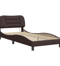 Bettgestell mit LED ohne Matratze Dunkelbraun 90x200 cm Stoff