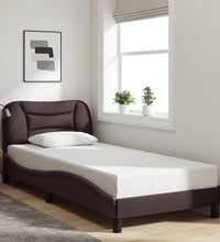 Bettgestell mit LED ohne Matratze Dunkelbraun 90x200 cm Stoff