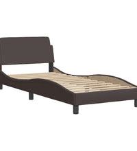 Bettgestell mit LED ohne Matratze Dunkelbraun 90x200 cm Stoff