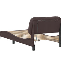 Bettgestell mit LED ohne Matratze Dunkelbraun 90x200 cm Stoff