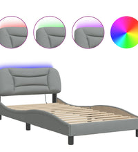Bettgestell mit LED ohne Matratze Hellgrau 100x200 cm Stoff
