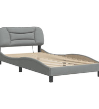 Bettgestell mit LED ohne Matratze Hellgrau 100x200 cm Stoff