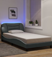 Bettgestell mit LED ohne Matratze Hellgrau 100x200 cm Stoff