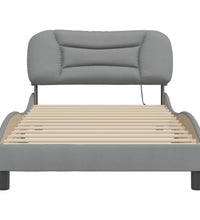 Bettgestell mit LED ohne Matratze Hellgrau 100x200 cm Stoff